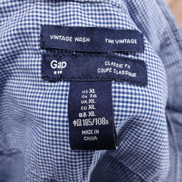 NWT GAP VINTAGE WASH CLASSIC FIT BLUE CHECK BUTTON DOWN SHIRT MENS XL NEW! - Picture 8 of 8